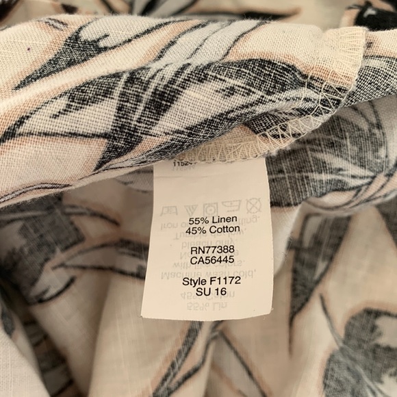 J.Crew linen blend top tropical floral print size x- small 55% linen/45% cotton - Picture 5 of 6